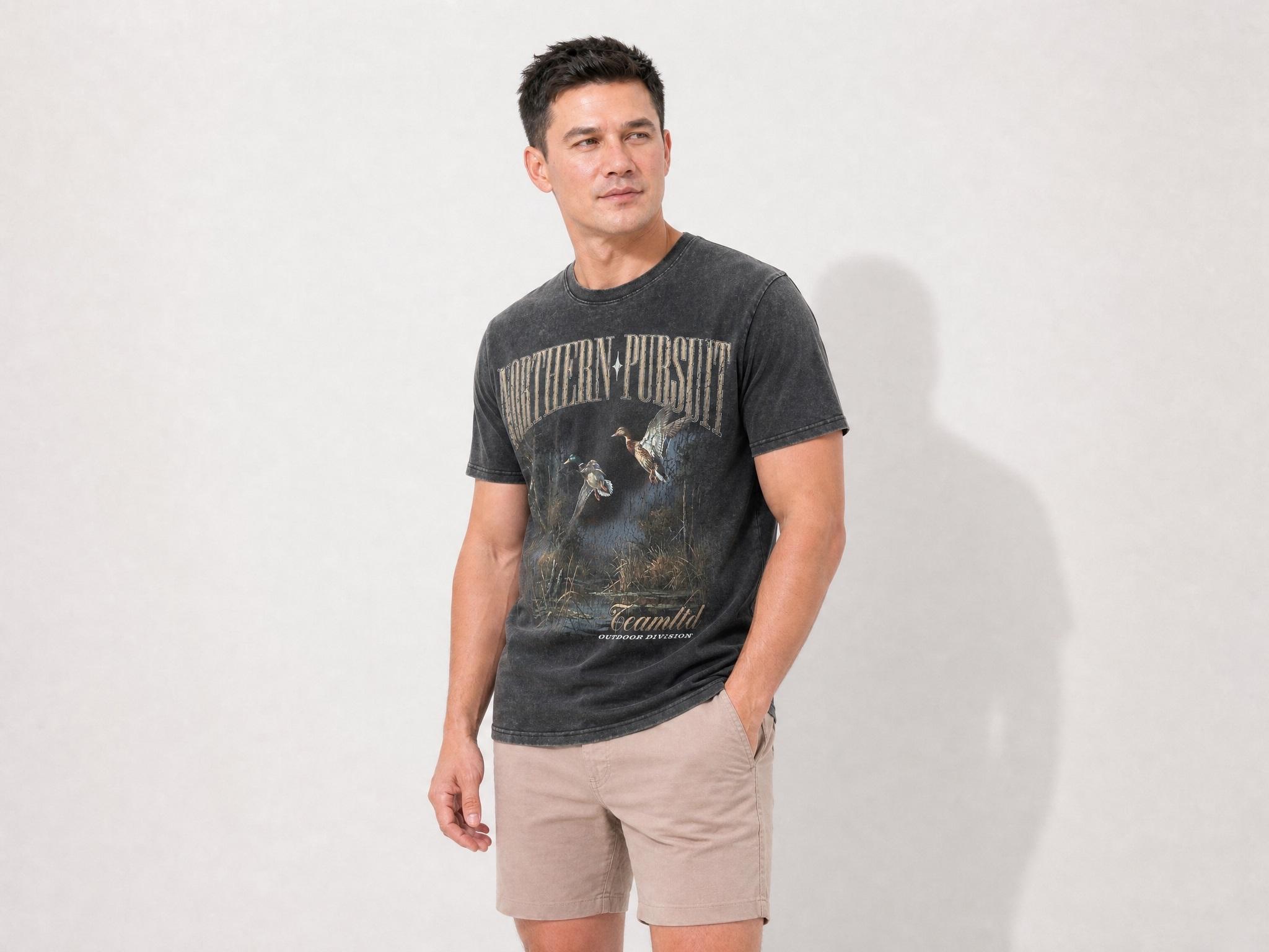  COTTON ACID WASH & DIGITAL PRINT TEE SHIRT