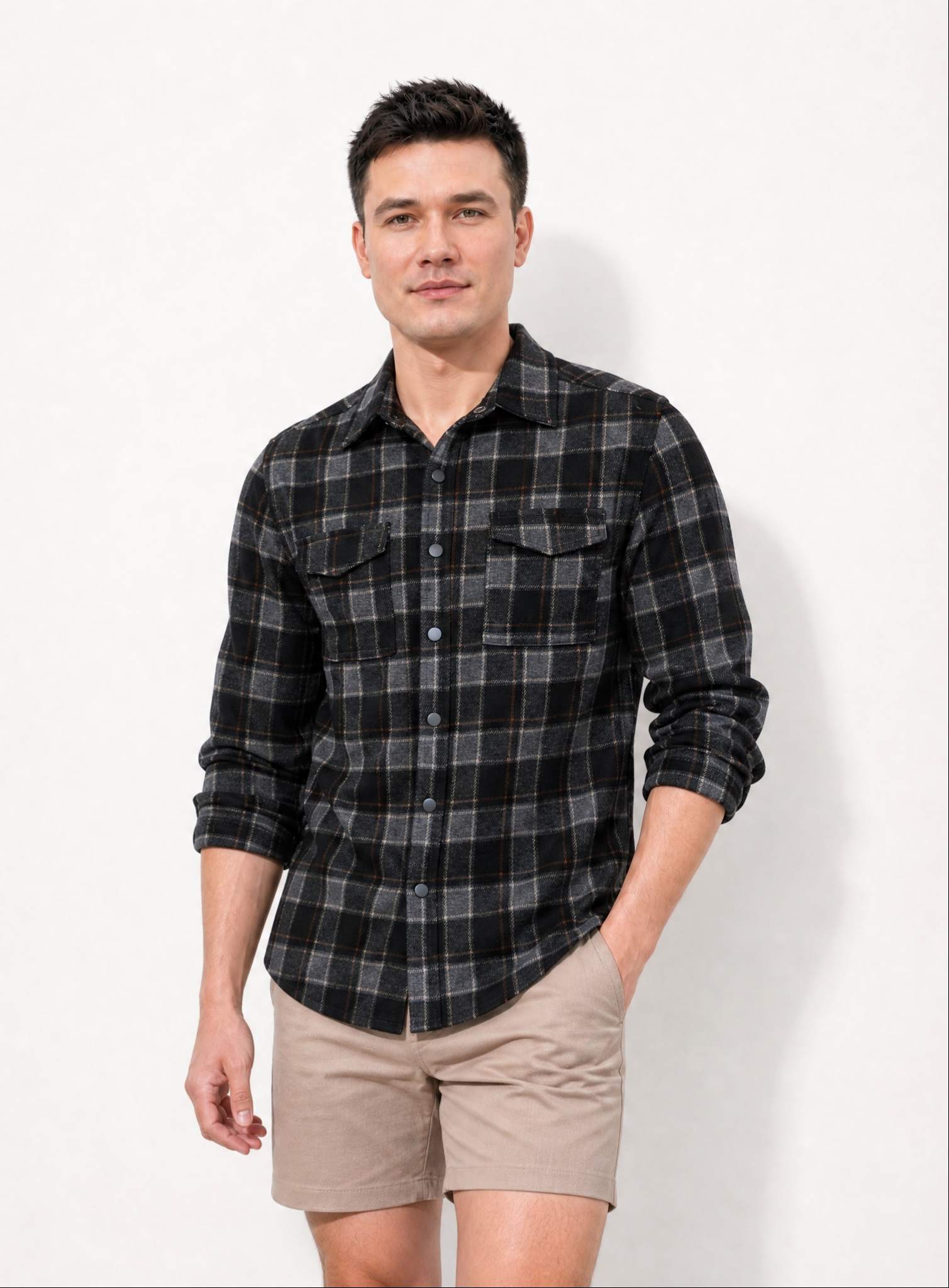 MEN'S SPANDEX FLANNEL JACKET SHIRT